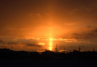 2023年1月29日の日の出前に岐阜市で太陽柱出現！