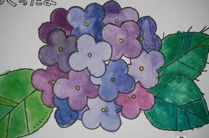 三原色で描いた紫陽花
