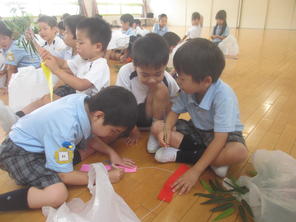 年長組　岐阜聖徳学園大学附属小学校との七夕交流会(６月２６日）