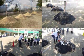 園児が収穫したサツマイモを使って焼き芋会を行いました.
