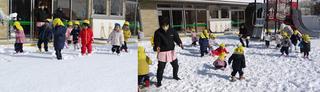 本年度初めての雪遊びを楽しみました。