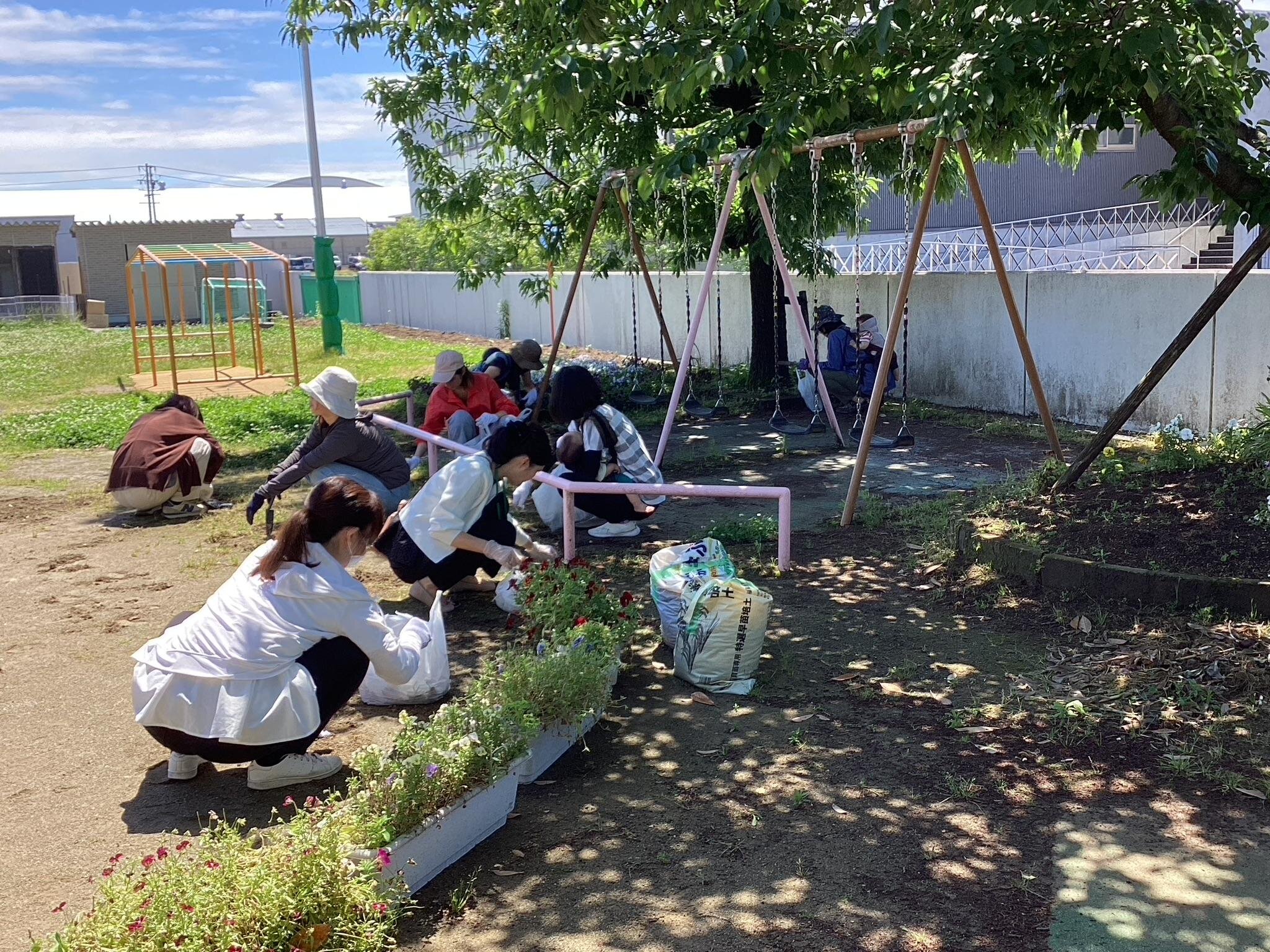 園庭の草を抜いていただきました。
